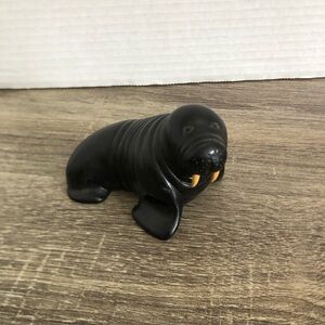 Vtg Boma Canada Black Walrus Figurine